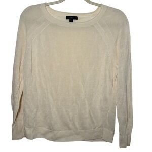 J.Crew Cream Crew Neck Raglan Sleeve Sweater Size S